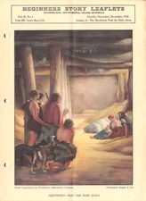 Beginners Story leaflets Evangelical Church School 1935 "Shepherds Visit The Ba"