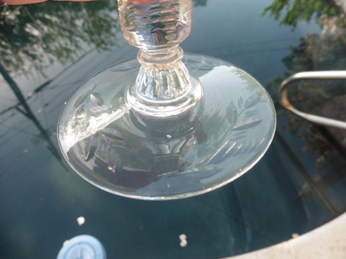 Libbey Rock Crystal Stem #1015 Champagne/Tall Sherbet Glass CUT FLORAL & LATTICE - Picture 4 of 13