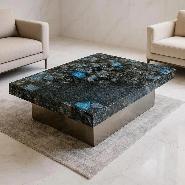 Labradorite Geode Coffee Table – Polished Crystal Slab – Unique Home Decor - Image 2 of 4