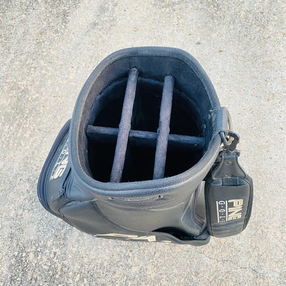 PING STAFF CART GOLF CLUB BAG 6 WAY DIVIDER w/ Rain Cover - Black Bronze White - Image 4 of 4