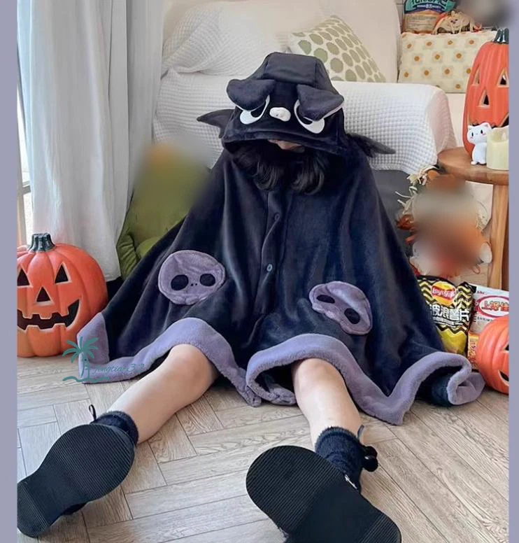 Animal Cute Bat Cloak Cape Halloween Adult Kids Winter Blanket Cloak Nightgown - Image 3 of 4
