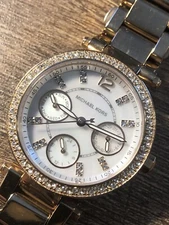 Michael Kors MK5616 Parker Pave Rose Gold-Tone Women's Watch New Battery