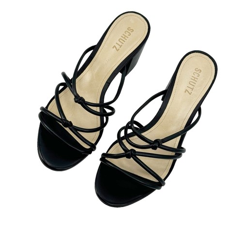 Schutz Princey Leather Sandal Block Slip On Heel Black Size 9.5B NWOB - Picture 10 of 12