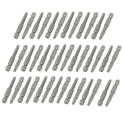 T25 Tip 1/4'' Sechskant 50mm Länge Magnetik Torx Schraubendreher Bits Grau 40Stk