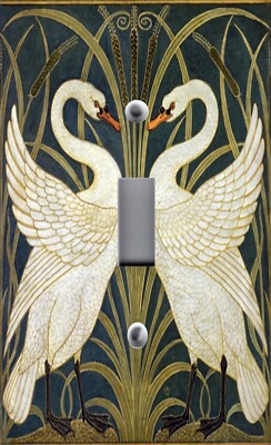 BEAUTIFUL LOVE SWANS LIGHT SWITCH OUTLET WALL PLATE RETRO NOUVEAU ART ROOM DECOR