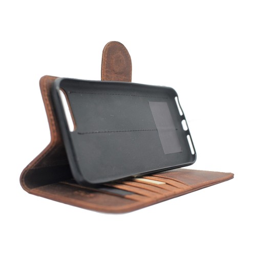 Handmade Apple iPhone 7 Plus Case Genuine Rustic Real Leather Dark Brown RRP $75 - Picture 9 of 14
