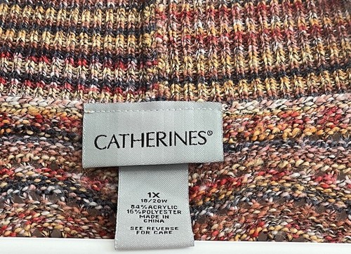 Catherines Womens 1X Short Sleeve Cardigan Sweater Duster Open Knit Fall Colors - Picture 4 of 7