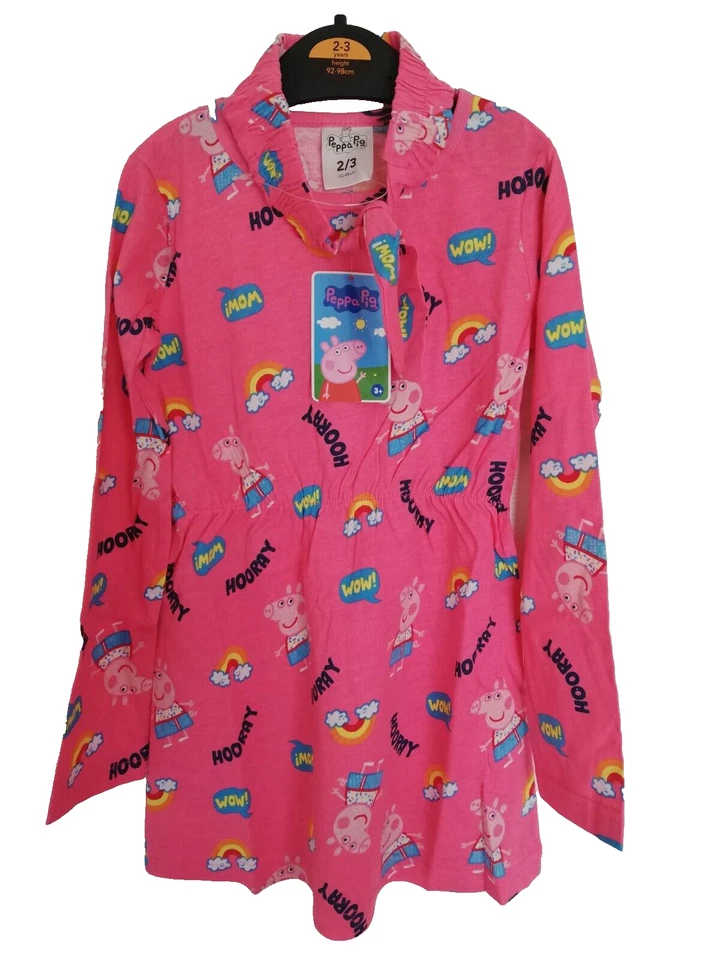 Girls Peppa Pig Dress & Headband 2-5 Y Long Sleeve Peppa Print 100% Cotton Party - Image 2 of 4