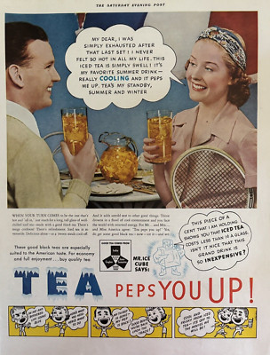 Tea Peps You Up India Ceylon Java Iced Mr Ice Cube Says Vintage Print ad 1939