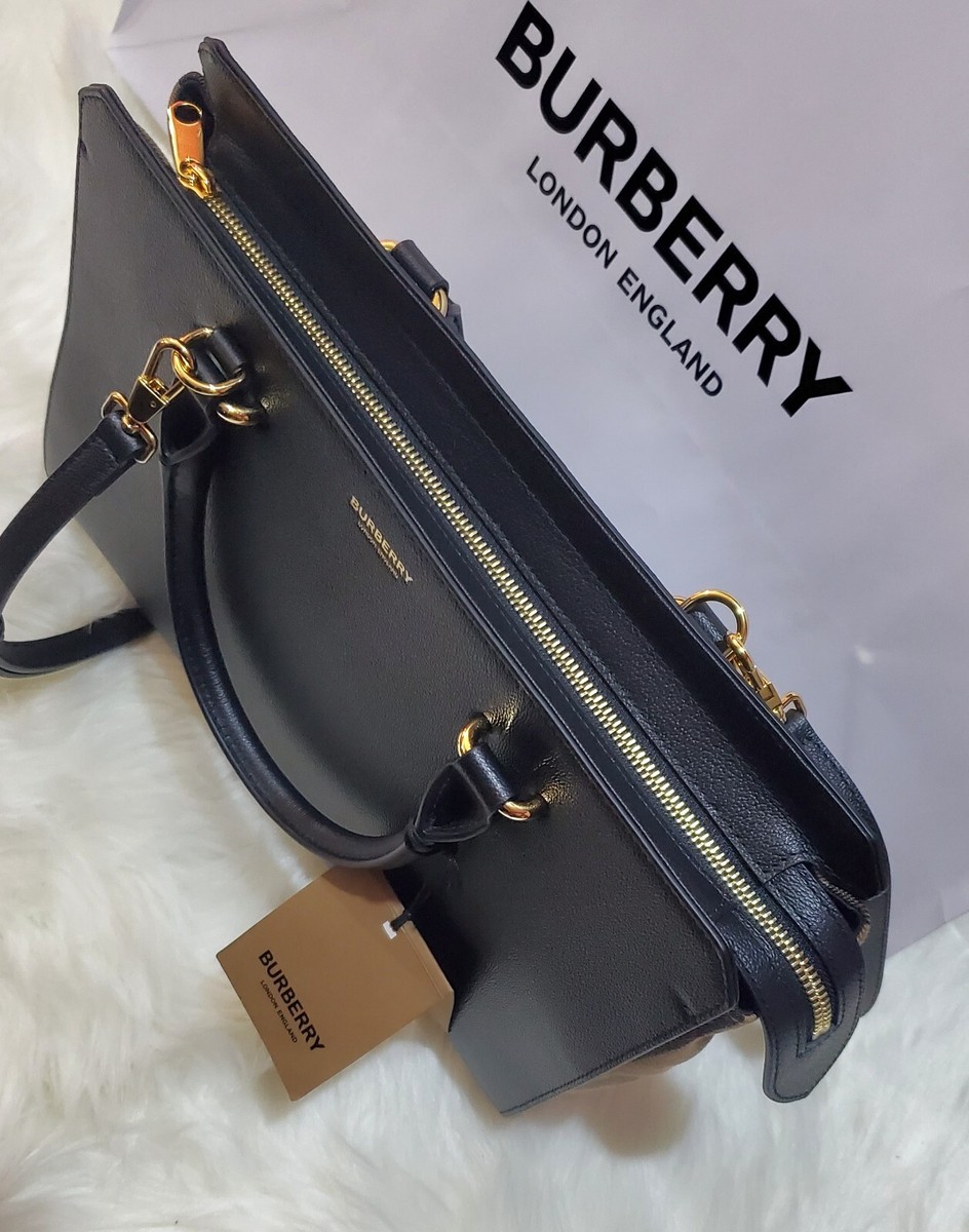 Burberry Banwell House Check Leather Shoulder Bag Black NWT