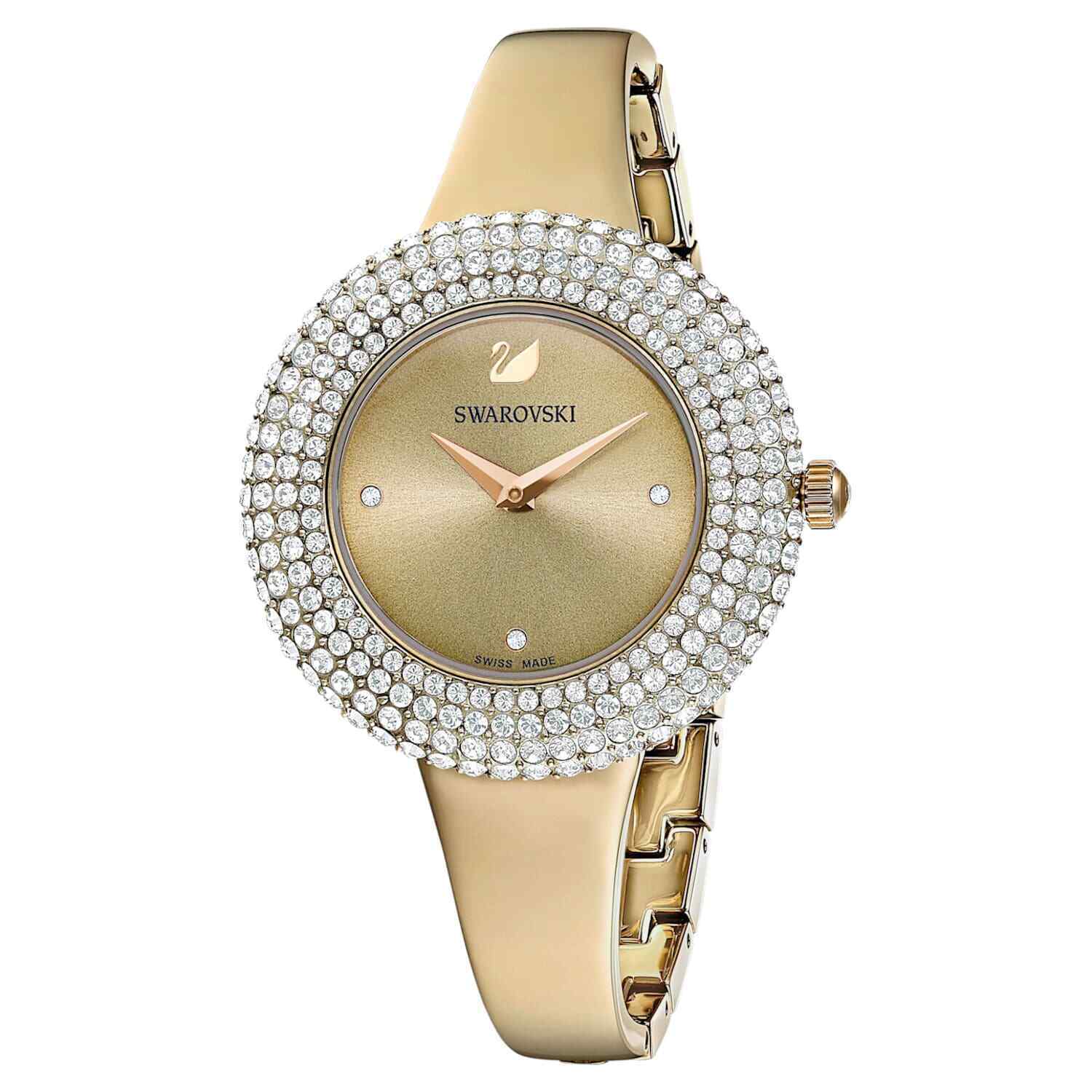 Swarovski 5484045 Women's Gold Tone Crystal Rose Grey Dial Watch for ...