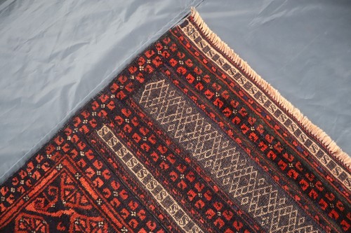 3x10 ft Wide Runner Rug, Red Black Antique Bokhara Rug, Handmade Wool Tribal Rug - Picture 9 of 15