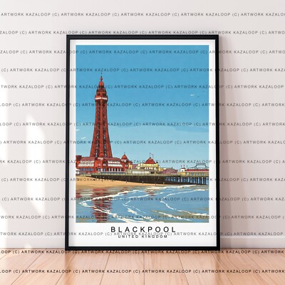 Blackpool Art Illustration Print Unframed Blackpool Travel Poster Decor