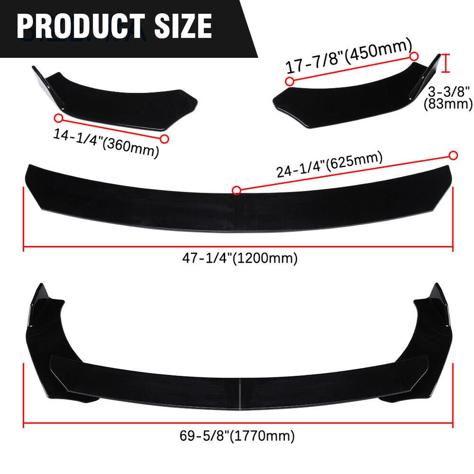 FOR NISSAN ALTIMA Front Rear Bumper Lip Spoiler Body Kit Splitter Side Skirt Foto 3 de 4