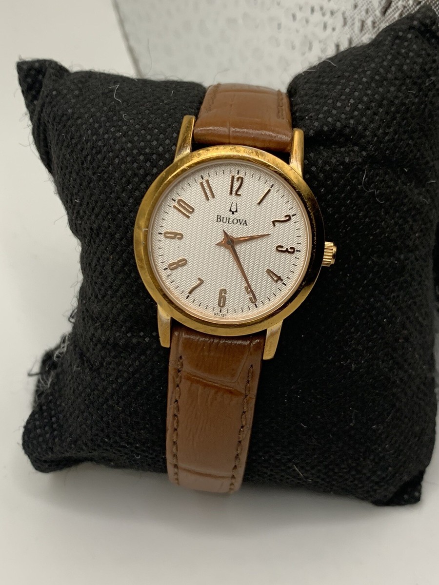 Bulova Rose Gold Tone Dial Round Case 26 mm Brown Leather  display picture 2