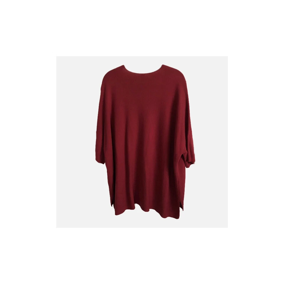 Marla Wynne 女式拉过 V 领 Russet 高低披肩针织上衣,尺寸 1X。 — 第 4/4 张图片