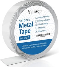 Adhesive Metal Strips for Magnets 1.4" x 10 ft , Metal Tape Self Adhesive for M