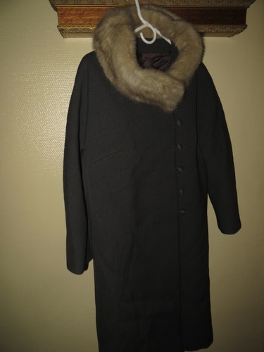 Vintage Franklin Simon New York Grey Swing Coat Over Jacket White Siver Mink EUC - Picture 7 of 12