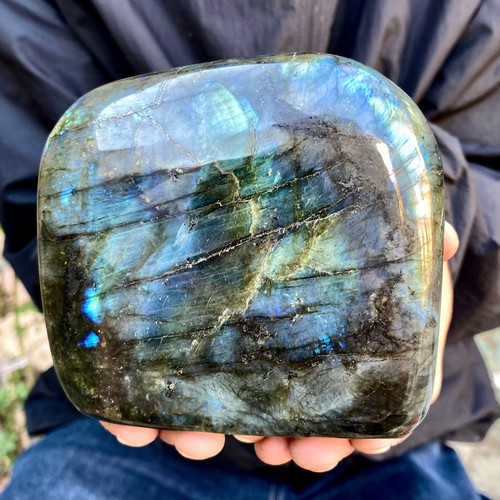 1.98LB Natural Labrador flash moonstone quartz crystal mineral specimen - 第 14/14 張圖片