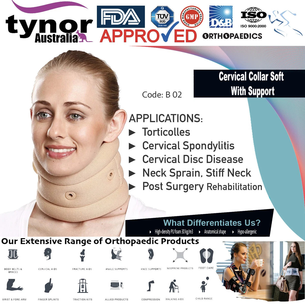 Tynor Cervical Collar Soft Neck Brace Pain Relief Support