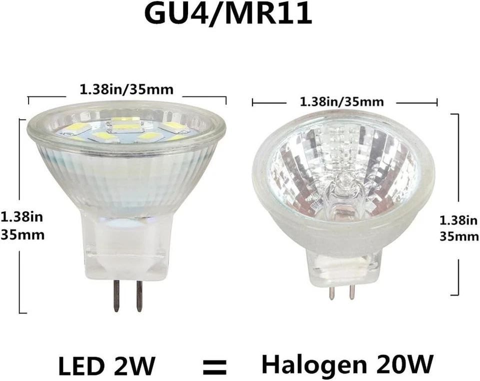 LED MR11 Light Bulbs 2W, 12V 20W Halogen Replacement, GU4 Bi-Pin Base, Daylight - Image 2 of 4