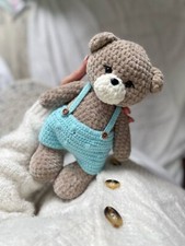 Handcrafted Knitted Crochet Plush Toy Amigurumi Teddy Bear With Pants