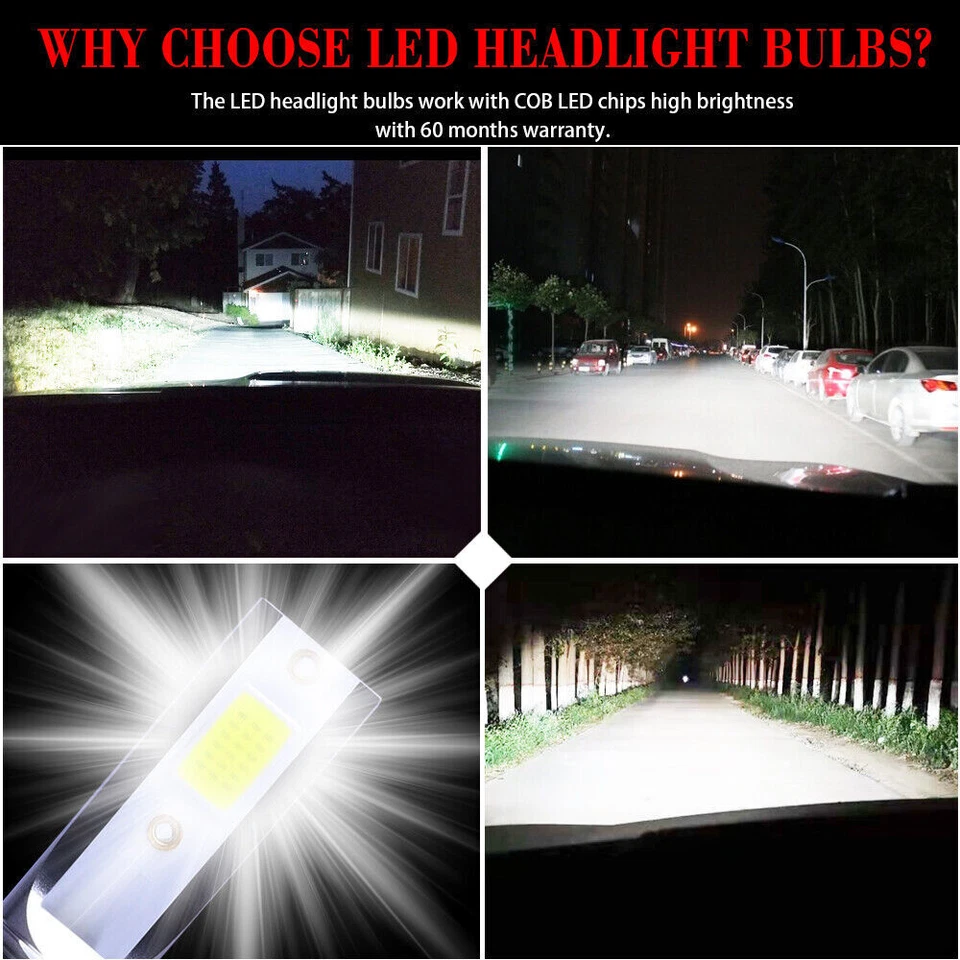 4X H4 LED Headlight Bulbs 600000LM 6000K for 1996-2001 Land Rover Range Rover US - Image 2 of 4