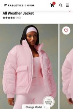 Nwot Fabletics Pink Puffer All Weather Jacket Xsmall