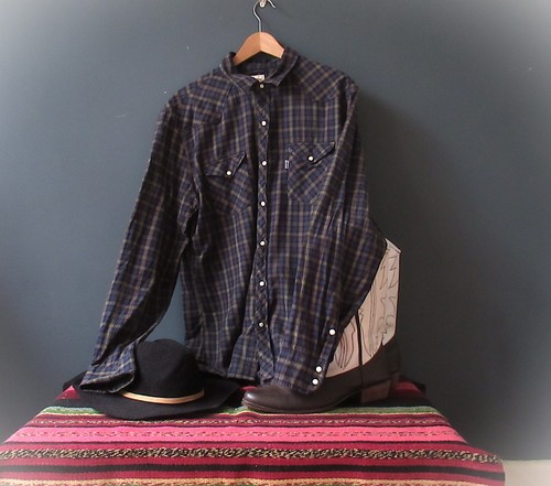 Vintage Levis Plaid Check Western Shirt Mens XL