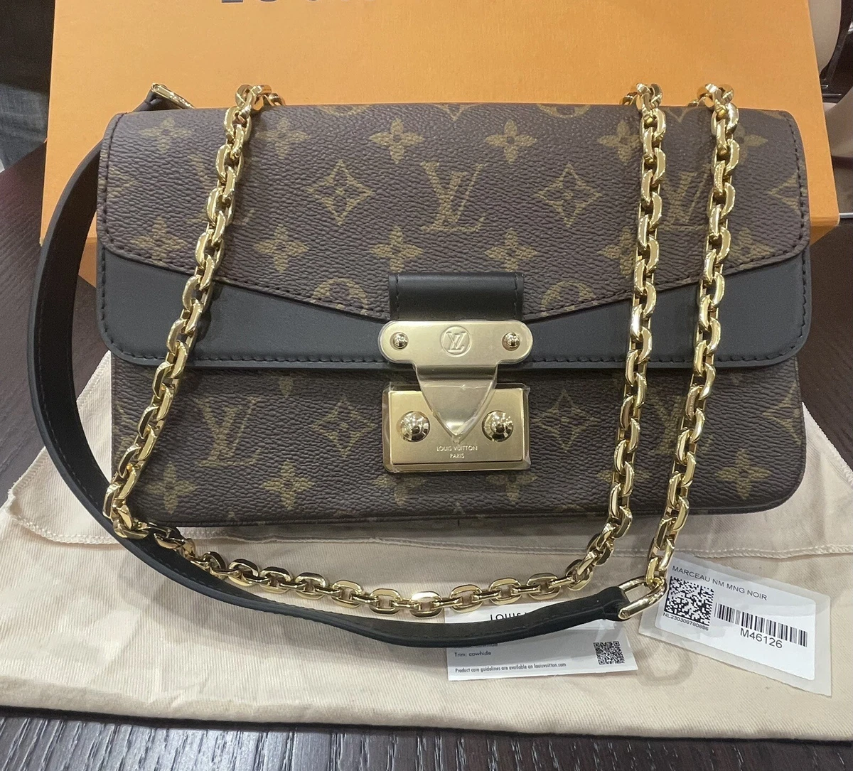Authentic NIB LOUIS VUITTON Marceau M46126 Monogram/Black Leather 