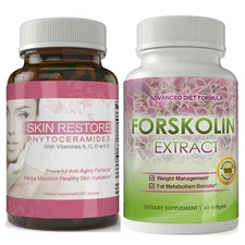 Skin Restore Anti-Aging Supplement Forskolin Extract Fat Burn Weight Loss Pills