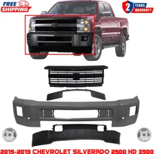 Front Bumper Primed & Grille For 2015-2019 Chevrolet Silverado 2500 HD 3500