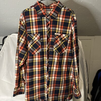 Raw Blue Springfield, Classic Infinitive Plot Embroidered Flannel 2X