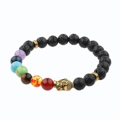 Charm Buddha Evil Eye Bracelet for Women Men Round Chakra Stone Beads Jewelry - Foto 7 di 34