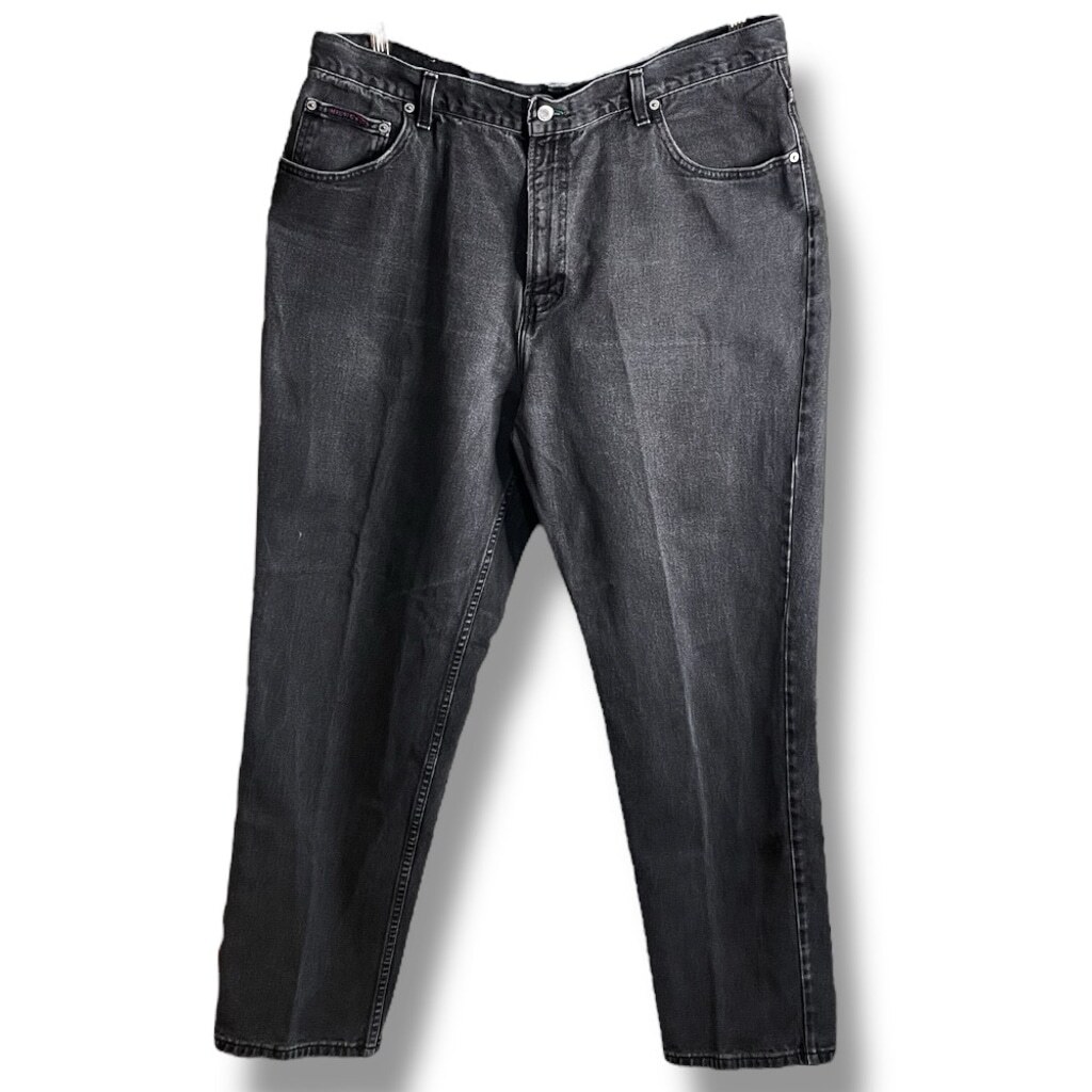 Vintage Tommy Hilfiger Black Relaxed Straight Leg Denim Jeans Men's 42x32