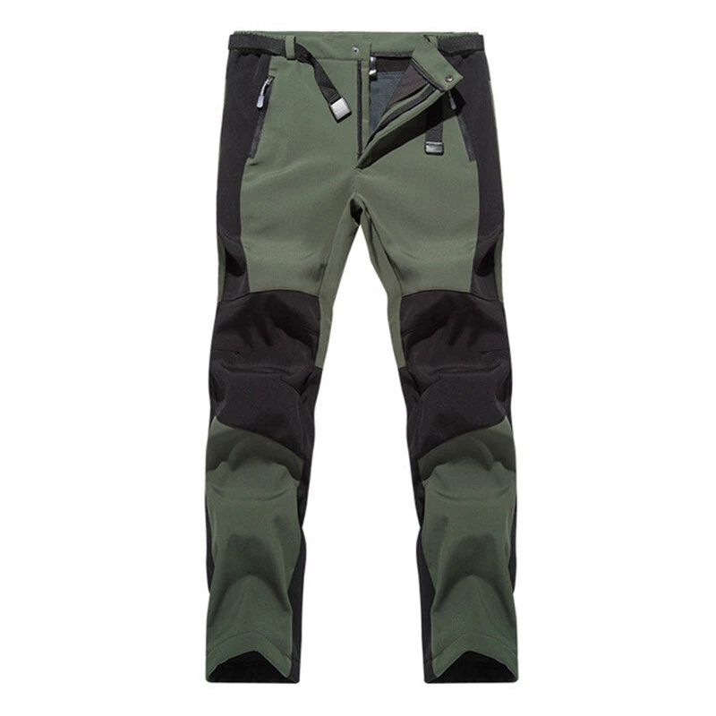 Men Winter Hiking Pants Waterproof Fleece Windproof Pants Outdoor Warm Trousers