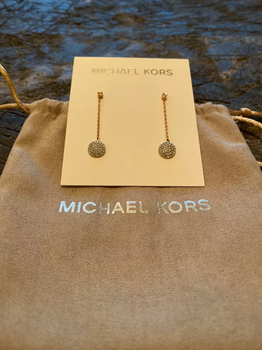 MICHAEL KORS ROSGOLD TONE CRYSTAL DISC DROP EARRINGS
