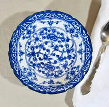 Vintage Takahashi of San Francisco Blue & White Porcelain 6 3/8 inch Bowl