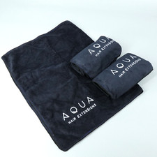 Set of 3 Towel AQUA Hair Extension Salon Black Soft Microfiber Wrap