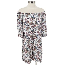 Naif Shift Dress Floral 3/4 Sleeve Off Shoulder Peasant Sundress Womens Small