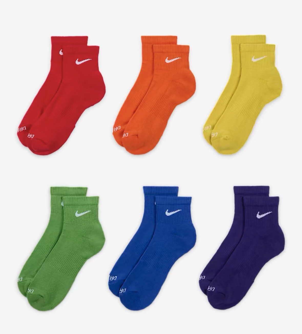 Nike DRI-FIT Rainbow Ankle Socks Purple