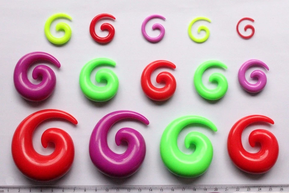 Expansores de tapones para los oídos cónicos grandes de acrílico calibre pesado espiral de 1,2 mm -24 mm Foto 2 de 4