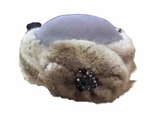 vintage Ladies hat with fur trim And Rhinestones With Hat Pin Brown Nona Reilly