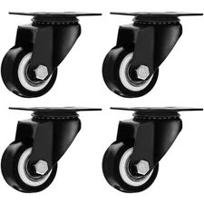 1.5" Swivel Caster Wheels Rubber Base Top Plate & Bearing 4 Pack