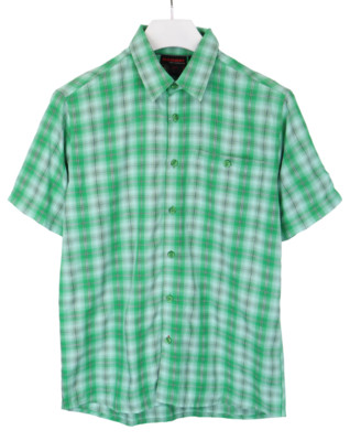Mammut Shirt Men Medium Short Sleeve Spread Collar Plaid Green