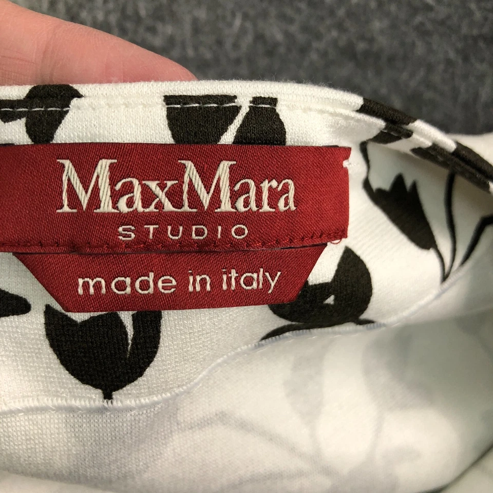 Max Mara Studio 女式特大号棕色象牙色花卉短袖弹力 — 第 2/4 张图片
