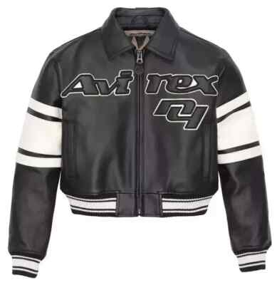 Icon Cropped AVIREX Women American Bomber Flight Soft Real Leather Jacket