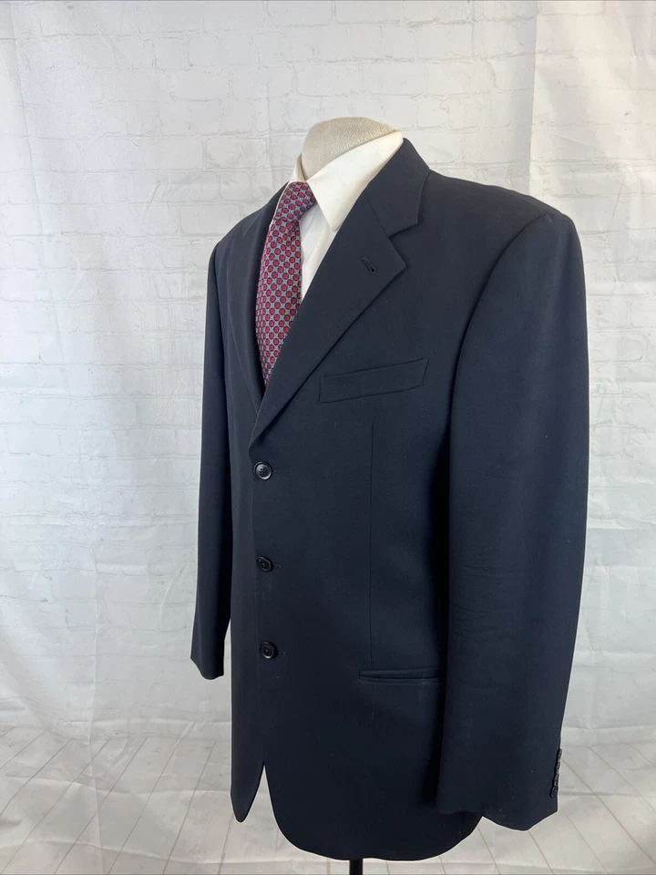 Blazer Armani Collezioni Para Hombre Azul Marino Oscuro Rayas Sutiles 42L $895 Foto 3 de 4