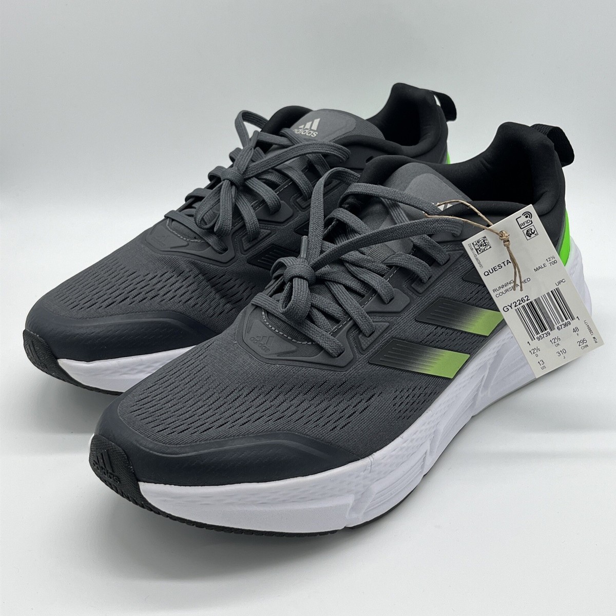 Adidas Questar Grey Five Solar Green Core Black (GY2262) Men's Size 13  NWT