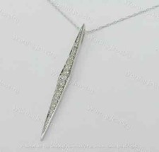 0.60Ct Round Cut VVS1/D Diamond Bar Pendant 14K White Gold Finish 18" Free Chain